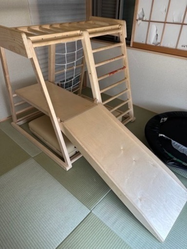 【値下げ】ジャングルジム 折りたたみ 滑り台 室内 木製 大型遊具 7in1 天然木 室内ジム 遊具 室内遊具 すべり台
