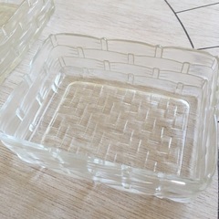 【むじんはんばい】竹かご模様のガラスの器 5個セットの画像