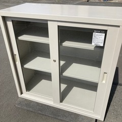 残1[東洋事務器ガラス扉引き違い書庫]リサイクルショップヘルプ