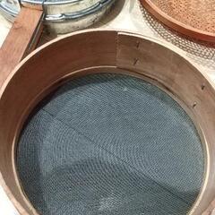 古道具　木枠ふるい　豆いり器　ざる　かご　アンティークの画像