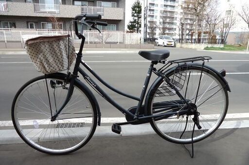 27インチ 自転車 かごカバー付き 黒系 艶消しブラック シティサイクル ☆ 札幌市 豊平区 平岸