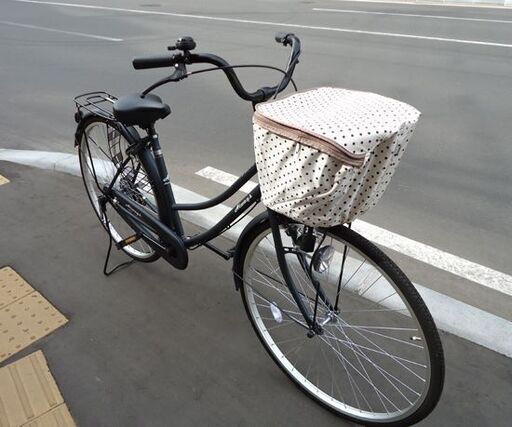 27インチ 自転車 かごカバー付き 黒系 艶消しブラック シティサイクル ☆ 札幌市 豊平区 平岸