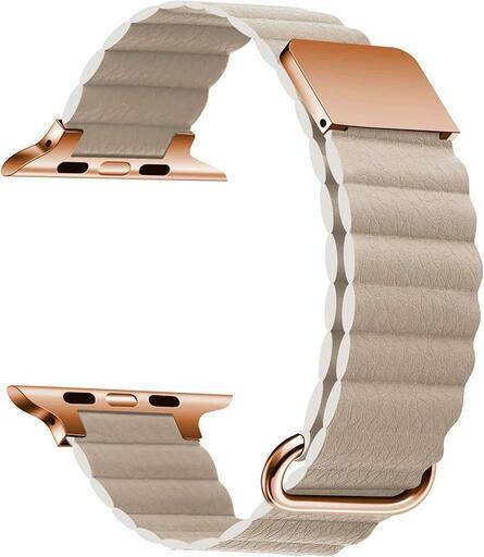 【新品】[Shevvi] Apple Watch バンド 革レザー アップルウォッチバンド 男女兼用 柔らかいレザー Apple Watch ベルトマグネット 無段階調 調整工具不要 iWatch 45mm 44mm 42mm 41mm 40mm 38mm 磁気 装着簡単 Apple Watch Series 8/SE/7/6/5/4/3/2/1対応 時計ベルド