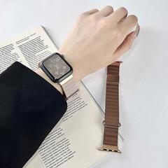 【新品】[Shevvi] Apple Watch バンド 革レザー アップルウォッチバンド 男女兼用 柔らかいレザー Apple Watch ベルトマグネット 無段階調 調整工具不要 iWatch 45mm 44mm 42mm 41mm 40mm 38mm 磁気 装着簡単 Apple Watch Series 8/SE/7/6/5/4/3/2/1対応 時計ベルドの画像