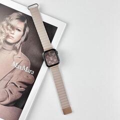 【新品】[Shevvi] Apple Watch バンド 革レザー アップルウォッチバンド 男女兼用 柔らかいレザー Apple Watch ベルトマグネット 無段階調 調整工具不要 iWatch 45mm 44mm 42mm 41mm 40mm 38mm 磁気 装着簡単 Apple Watch Series 8/SE/7/6/5/4/3/2/1対応 時計ベルドの画像