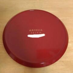 【決まりました】赤い（朱）お盆　未使用品の画像