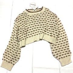 新品　ハニカム　短丈ニット　長袖の画像