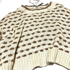 新品　ハニカム　短丈ニット　長袖の画像