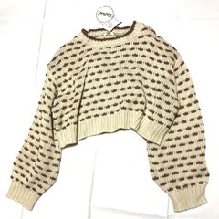 新品　ハニカム　短丈ニット　長袖の画像
