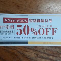 カラオケ ビッグエコー 50%OFF特別御優待券　Karaoke...