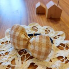 茶色チェックのちょうちょゴム①ハンドメイド