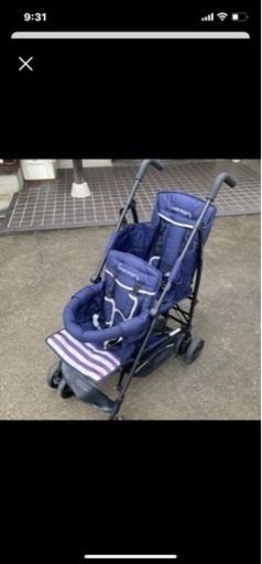 kinderwogon 2人乗りベビーカー　雨よけカバー付き