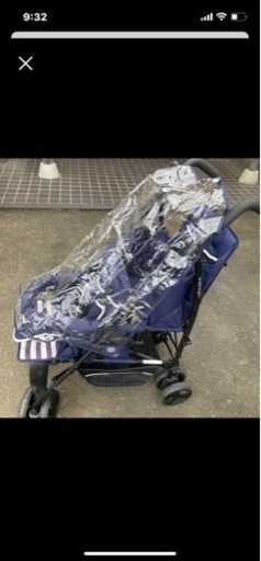 kinderwogon 2人乗りベビーカー　雨よけカバー付き