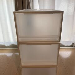 無印 ＰＰ収納ケース引出式・小 3つ （キャスター付属）
