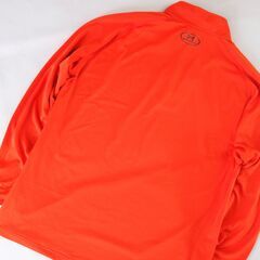 【No.32】UNDER ARMOUR ハーフジップ長袖Tシャツ XLサイズ 赤 蛍光色の画像