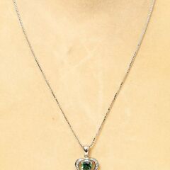 K18WG グリーントルマリン・ダイヤモンド ネックレス 品番n21-458
