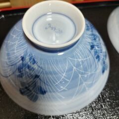 新品未使用✨ブルー系瀬戸物 茶碗セット(５コ) 　値下げ↴の画像