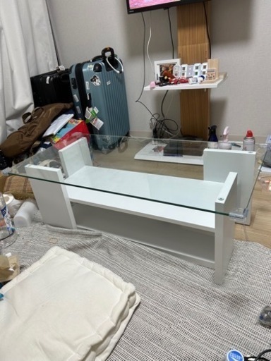 ※今すぐ！　ガラステーブル　ローテーブル　白