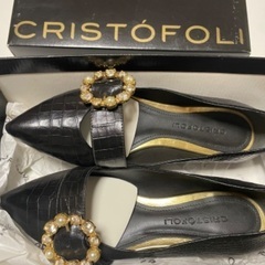 CRISTFOL レザーパンプス  ラインストーン