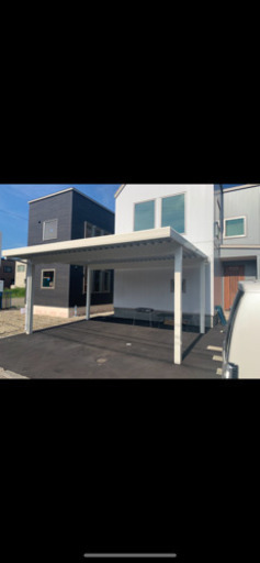 美品　1年未満　カーポート　2台分　ホワイト　4本柱