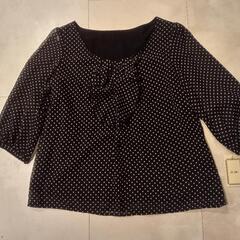 【新品】is in水玉模様七分袖ブラウス9号黒