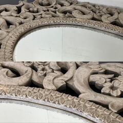 昭和レトロ✾壁掛けミラー　吊るし鏡　花　ウォールミラーの画像