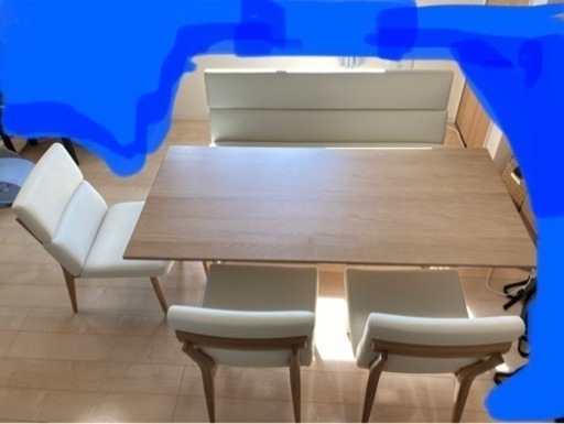バラ売り可！！　6人がけ　ダイニングテーブル、ベンチ、チェア3脚