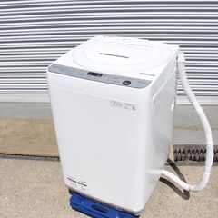 T964)【良品】 SHARP 7kg 2021年製 ES-GE7-W 全自動洗濯機 縦型洗濯機 穴なし槽 シャープ 家電 家族 ファミリー