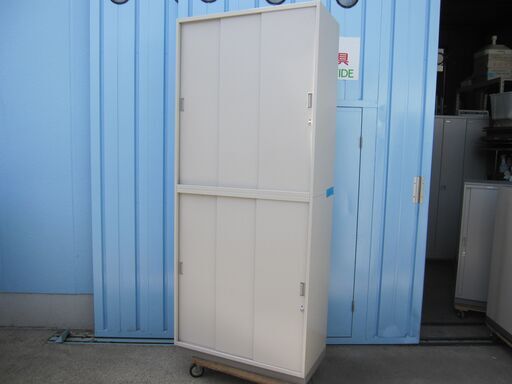 上下書庫セット　鍵あり　ニューグレー　3枚扉　引き/引き　イトーキ製シンライン　ＨＴＭ－１０９ＲＳ－ＷＥ