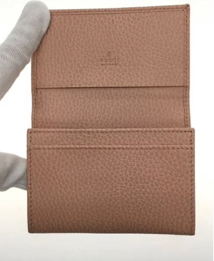 GUCCI◆プチマーモント/カードケース/名刺入れ/レザー/ベージュ