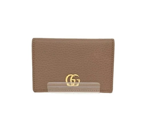GUCCI◆プチマーモント/カードケース/名刺入れ/レザー/ベージュ