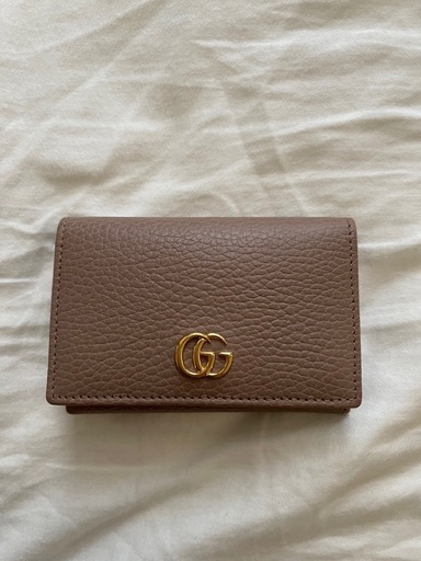GUCCI◆プチマーモント/カードケース/名刺入れ/レザー/ベージュ