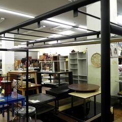 アイアン風 ワードローブ ハンガーラック 幅106×奥40×高180cm ブラック×ブラウン メタルラック 収納 棚 家具 札幌市 厚別区の画像