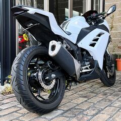 美車 カワサキ Ninja250 ホワイト 保証付き フェンダーレス 社外レバー＆バーエンド キー2本付 ニンジャの画像
