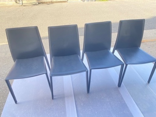 ブラックレザーチェア　チェア　4脚セット