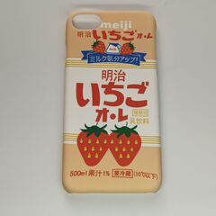 【新品未使用】いちごオ・レ PU シンプル ポリカーボネート いちご 苺 イチゴオレ 薄型 軽量 meiji 明治 耐衝撃 強磁力 過熱保護 携帯 カバー スマホ  の画像