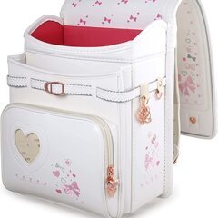 【新品】大人気 女の子ランドセル リボンモデル 高級 パール生地 6年保証 全国送料無料 スクールバック 小学生通学カバン ホワイトの画像