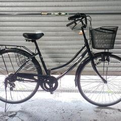 自転車中古　Emii　外装6段変速　カゴリアキャリア付き　鍵新品　タイヤ26インチ　カラーブラック
