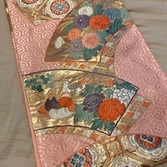 美品　袋帯　ピンク