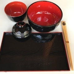 和食器セット 5客（小・大器・お盆、お箸）の画像