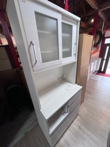 ニトリキッチンボード 食器棚 幅88×奥行50高さ201cm ホワイト