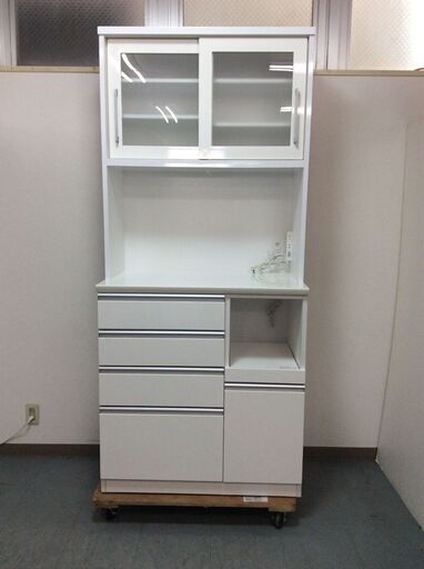 送料込】ニトリ 食器棚 幅90 レジューム ホワイト ニトリ 幅90