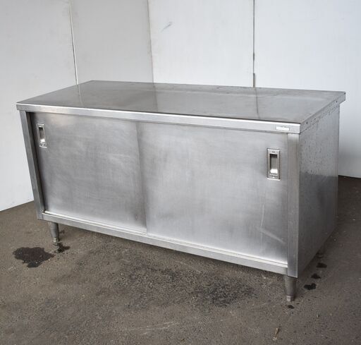 【ジモ取引終了4/20】≪zyj942ジ≫メーカー不明 ステンレスキャビネット 幅150cm/奥行60cm/高さ80cm 戸棚/収納 厨房/店舗/業務用 50408-03