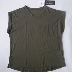 【新品】ポケット付綿Ｔシャツ（袖返しあり）／M