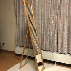スタンドミラー、全身鏡、姿見鏡(木目)