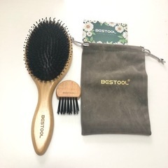 売切れました！★ 新品未使用BESTOOL のクシ 天然豚毛 ブラシ付き ★の画像