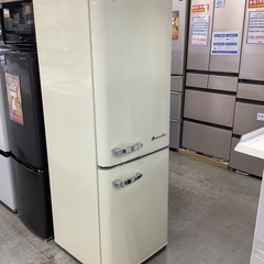 レトロデザイン2ドア冷蔵庫 A-stage ARE-198LW 2020年製 198L