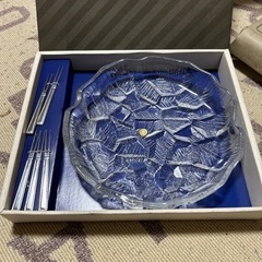 ガラス製 盛り皿＆フォーク セット