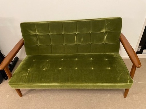カリモク60 Kチェア2シーター モケットグリーン  2人掛ソファ ラブソファ 2Pソファ
