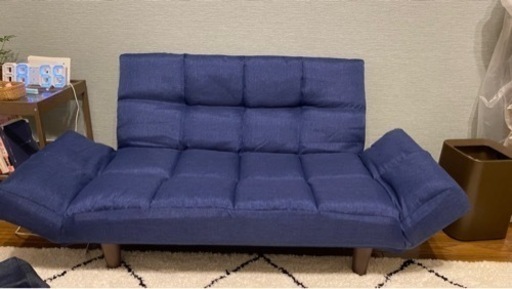 カウチソファー　ネイビー　2人がけ